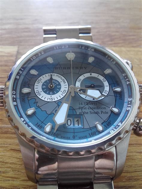 Burberry First Expedition chronograph watch BU7507. Sized for a 